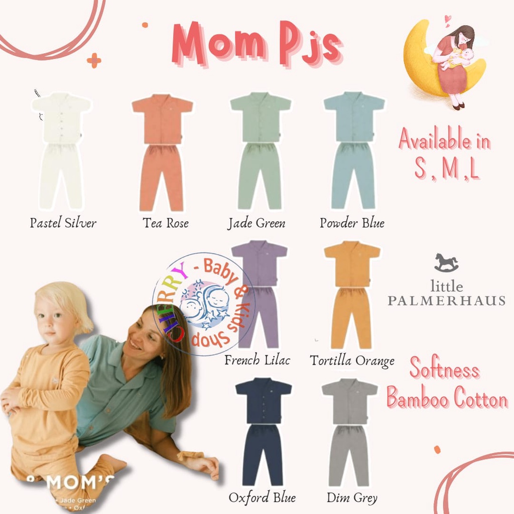 Little Palmerhaus - Basic MOM PJS Set Bisa Kembaran (Setelan/Piyama Pendek Panjang Wanita) V2 CBKS