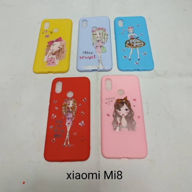 Case gambar Xiaomi Mi 8 . Mi8 motif cewek soft softcase softshell silikon cover