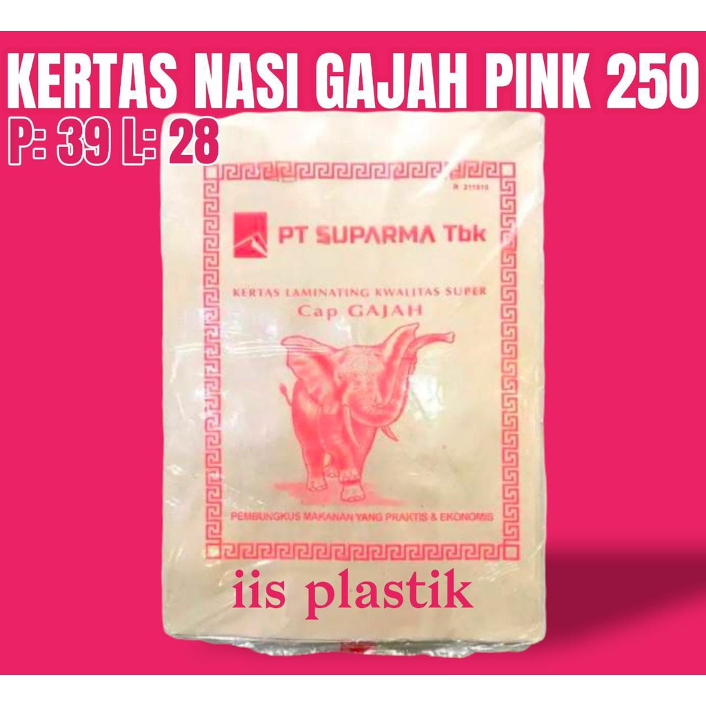 Kertas nasi coklat ukuran 39 x 28 isi 250 lembar / bungkus nasi warteg murah GAJAH PINK