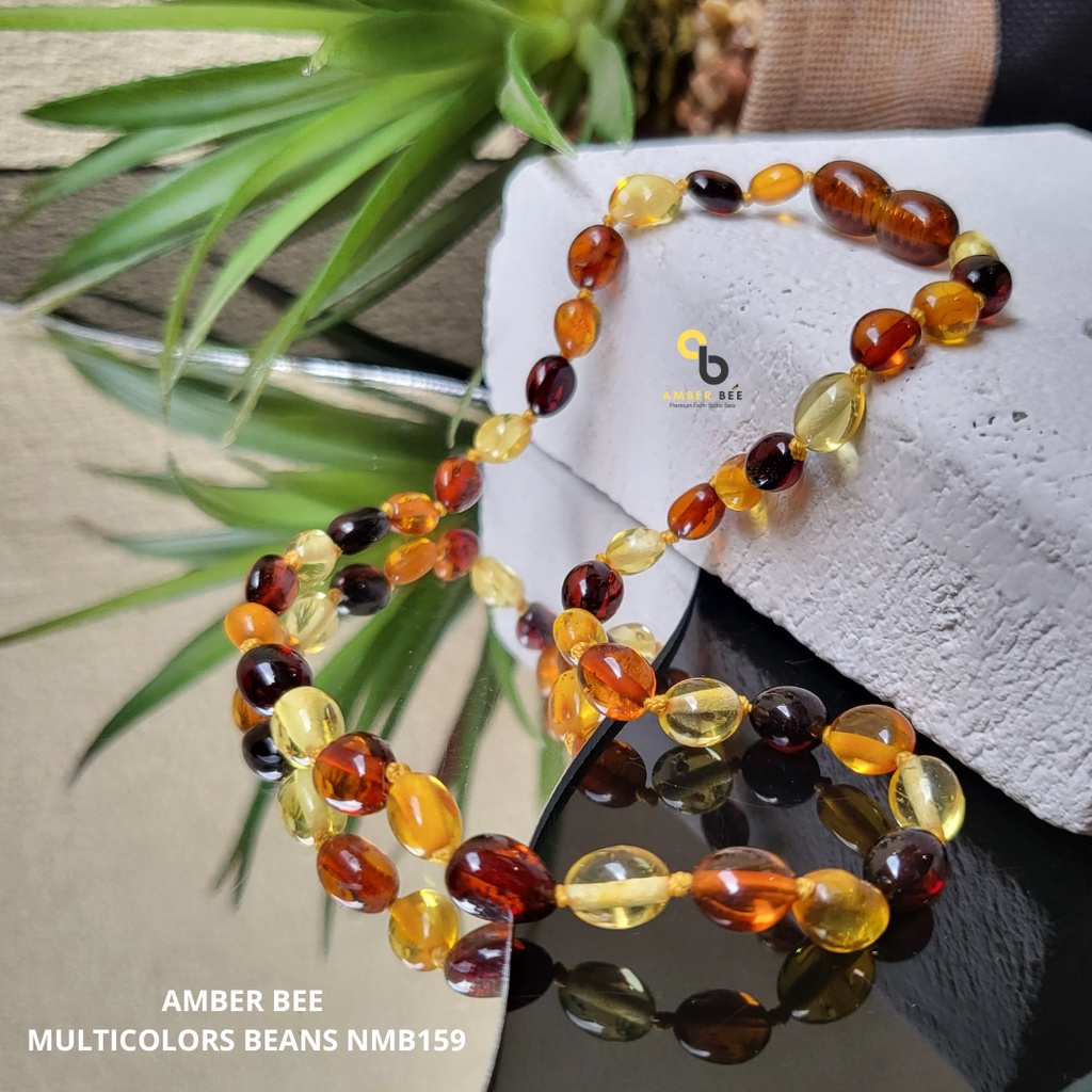 Kalung Amber Bayi Premium Glossy Multicolor Beans NMB159 By Amber Bee