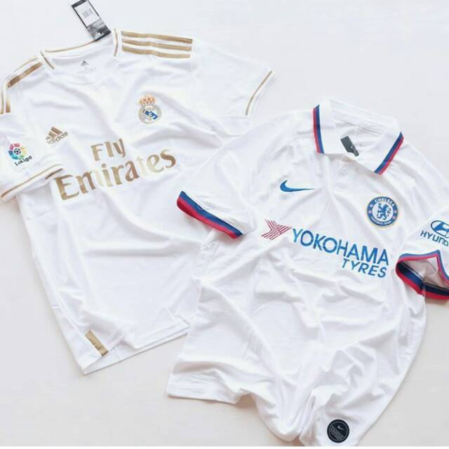 Jersey Bola Real Madrid Home 2019-2020 Full Patch UCL