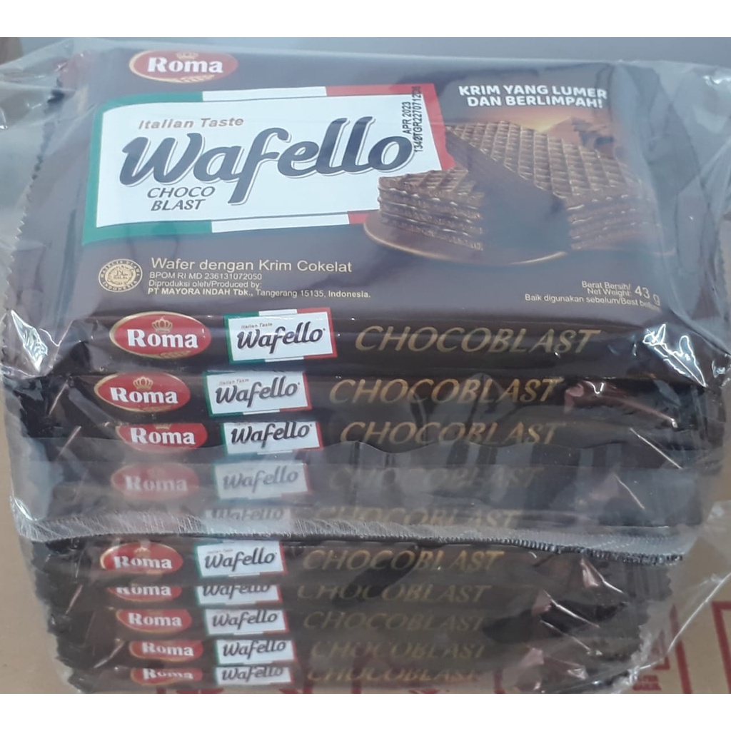 Wafer Wafello Choco Blast 43gr 1 pak isi 10 Pcs @43Gr