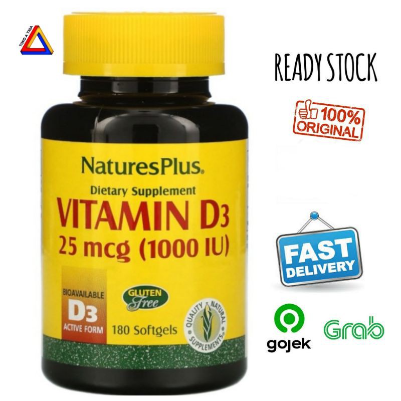 Natures Nature's Plus Vitamin D3 1000iu Vit 1000 IU 180 Sofgels