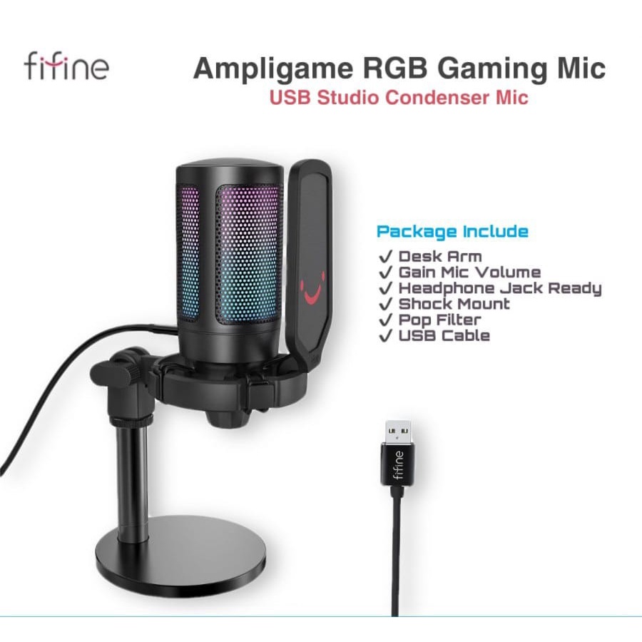 FIFINE A6 Ampligame RGB Gaming Condenser Microphone