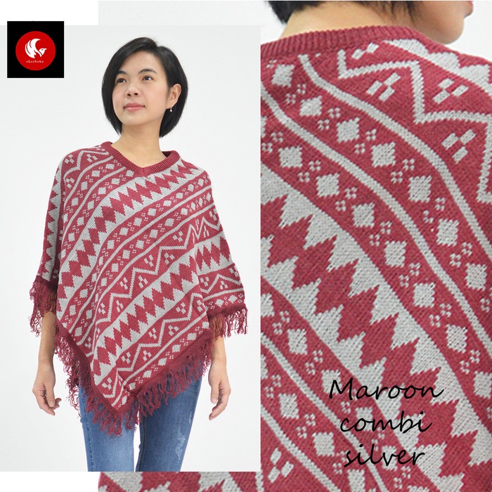 Promo nih   PONCO MAROKO Okechuku Knit Outer Sweater Rajut Wanita Fashion Korea  Premium Quality