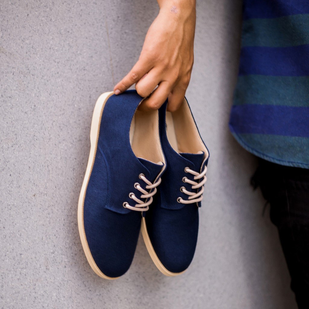 ELVRA Footwear - Sepatu Pria Sepatu Sneakers Sepatu Kasual Casual Sepatu Kanvas Canvas - Ernest Navy Cream