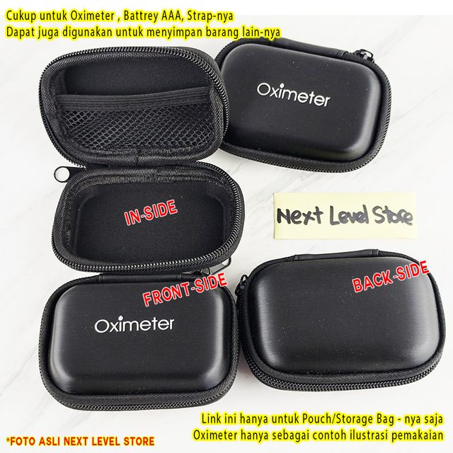 Pouch Oximeter Oxymeter Tas Dompet Case Casing Penyimpanan Black Oxi