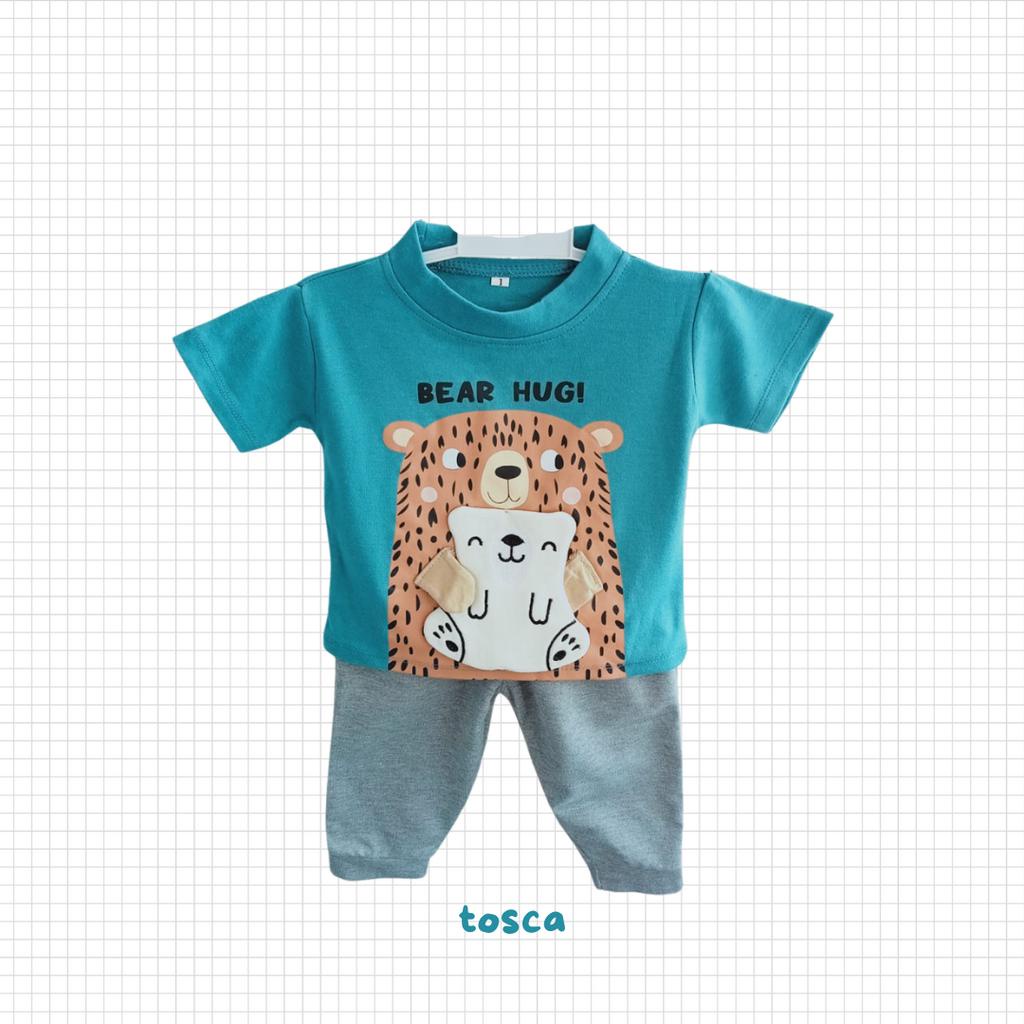 setelan jogger anak laki laki balita 1 2 3 tahun setelan kaos anak jogger celana panjang cowok BEAR hug jogger set kaos lengan pendek