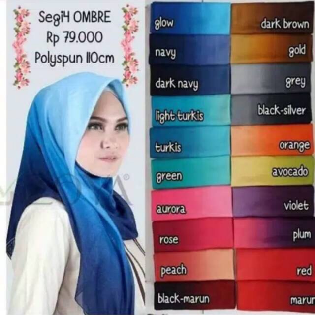 Kerudung hijab segiempat ombre zoya