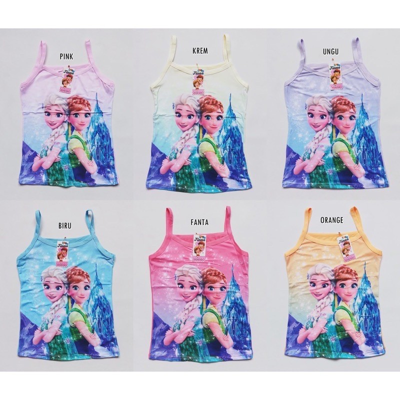 3PCS SINGLET ANAK PEREMPUAN FROZEN / TANK TOP ANAK PEREMPUAN FROZEN / KAOS SINGLET ANAK PEREMPUAN