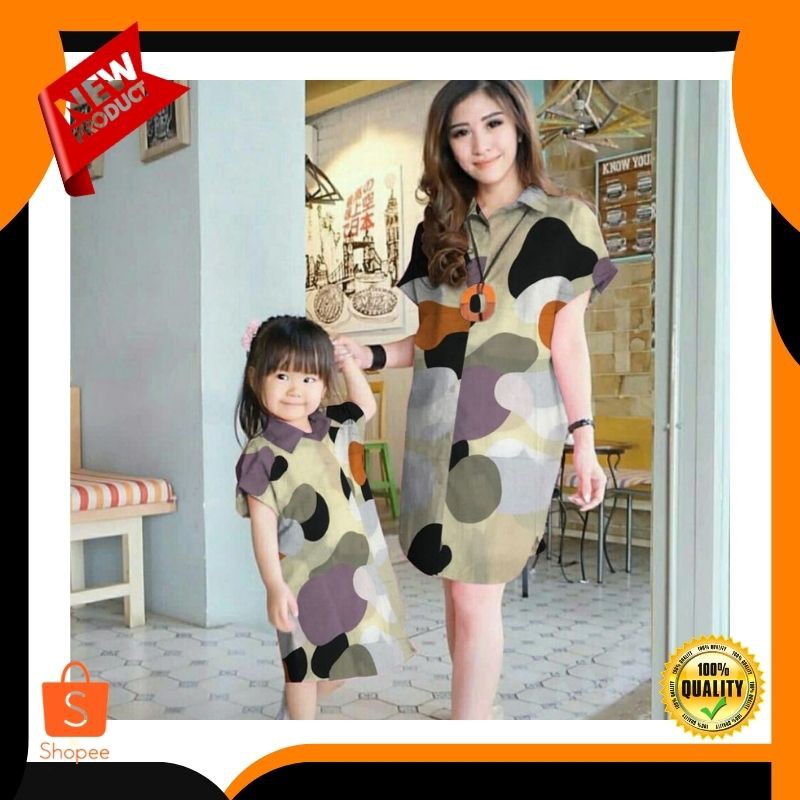 Dress Couple Ibu Dan Anak Rayon Varian Warna Dress MK LONGHEM OVAL FT Terbaru Baju Ibu & Anak Murah