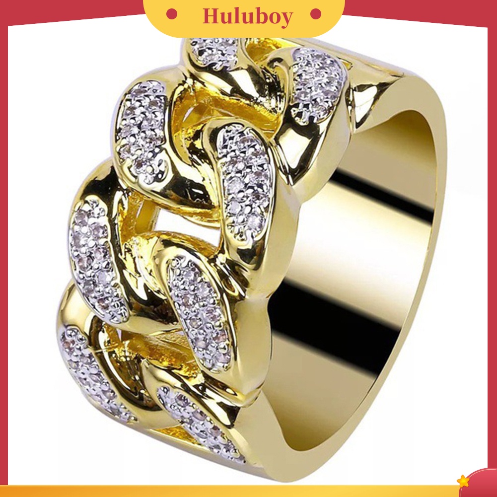 Hu Hu Hu Hu Hu Alat Bantu Pasang Kacamata♡ Cincin Pria Model Hollow Lebar Hias Berlian Imitasi Untuk Pesta