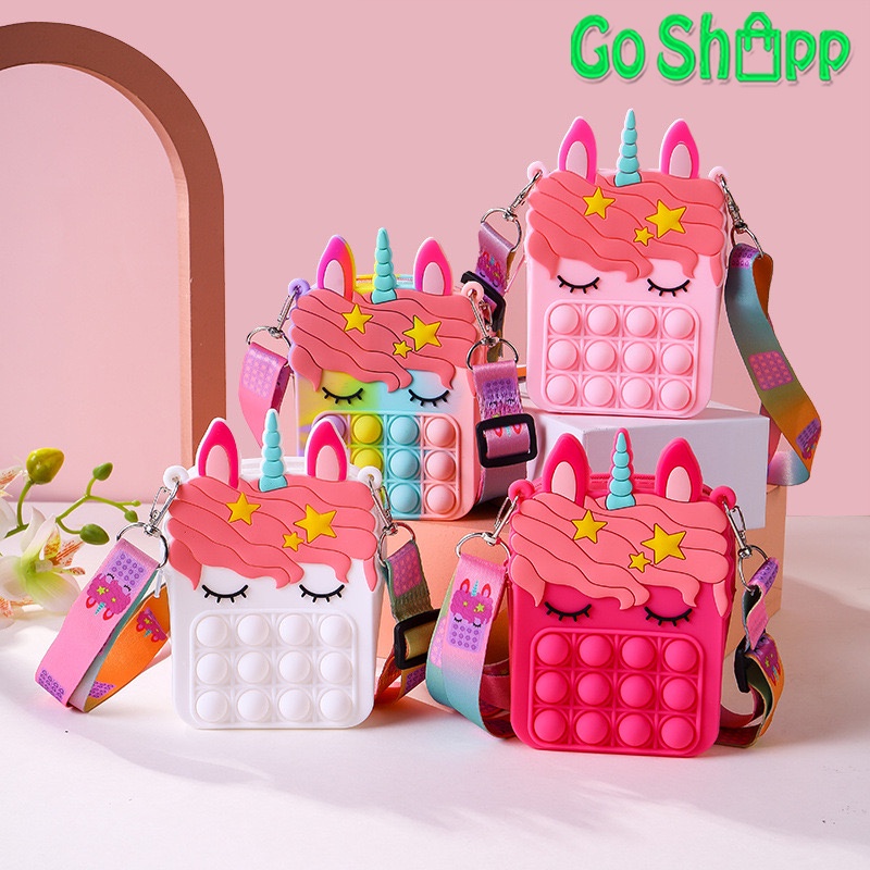 Tas Pop it Anak Unicorn Lucu Import - Tas Selempang Anak Karakter Unicorn - Tas Pop It Terbaru Import - Tas Anak Lucu Pop It Fidget Toys [JL09]