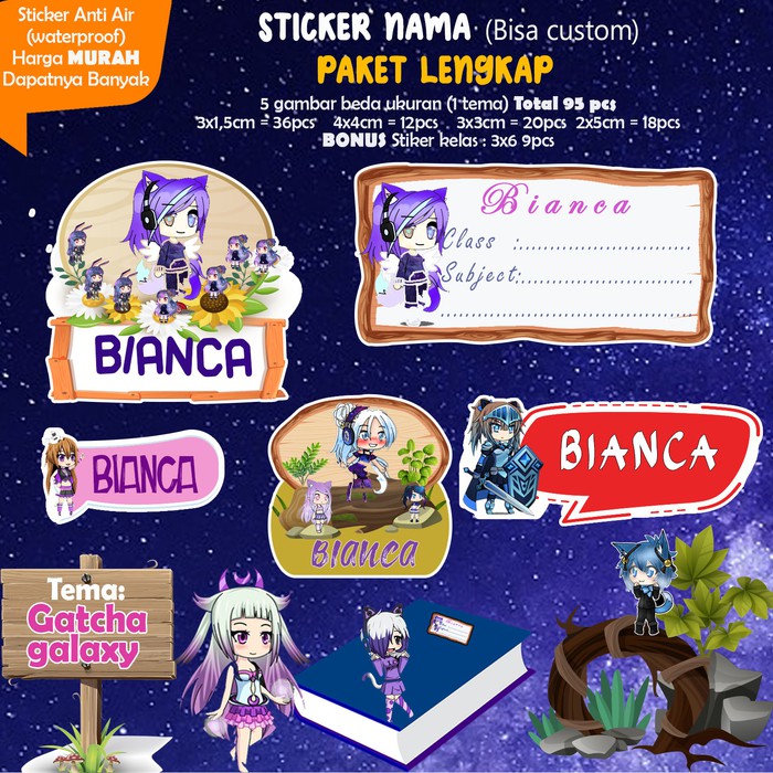 

Sticker Nama Lucu/Custom/Kartun/Cartoon/Waterproof - BIANCA 95pc