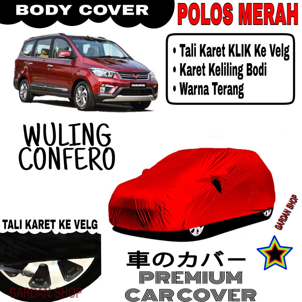 Sarung Mobil WULING CONFERO Polos MERAH Body Cover Penutup Body Confero PREMIUM