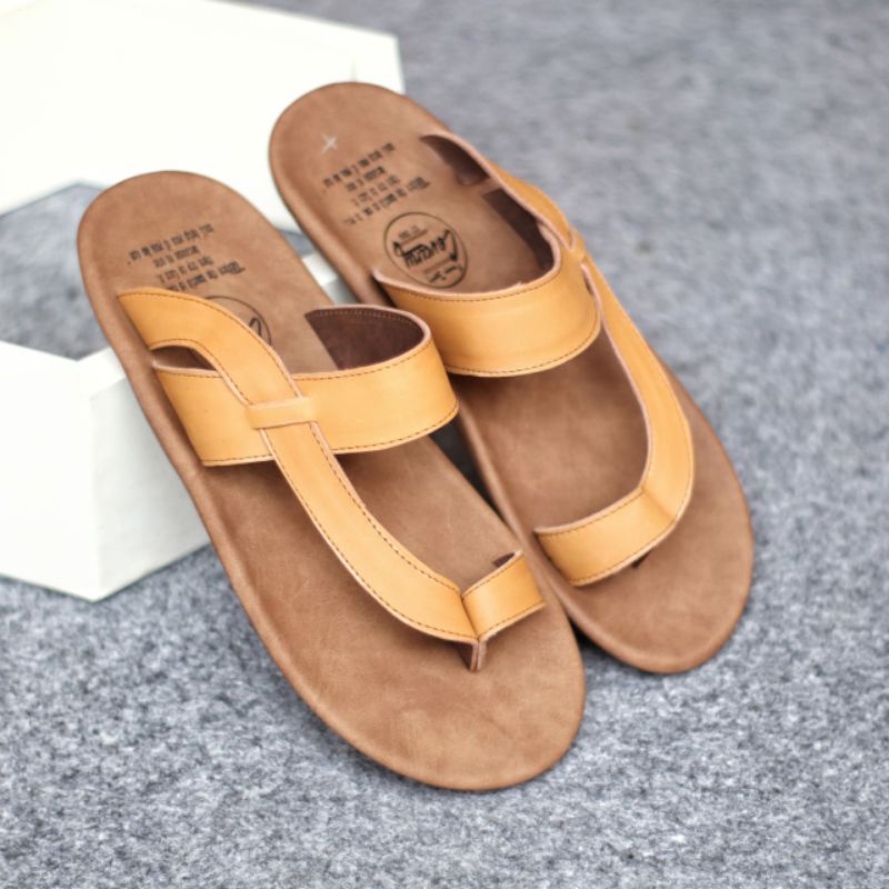 IMPULSE Sandal Kulit Pria Asli Garut Sendal Casual Main Keren Nyaman Anti Slip