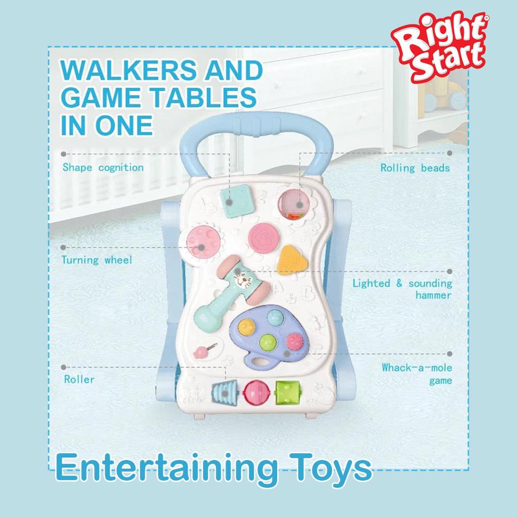 Right Start My Size 2 in 1 Activity Walker - Dorongan Push Walking Guide Musical Toys Mainan Dorongan Anak Bayi Belajar Jalan Lampu Musik