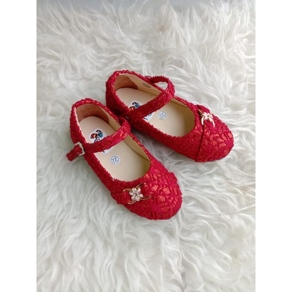 flatshoes anak perempuan brukat gesper pinggir size 22-25