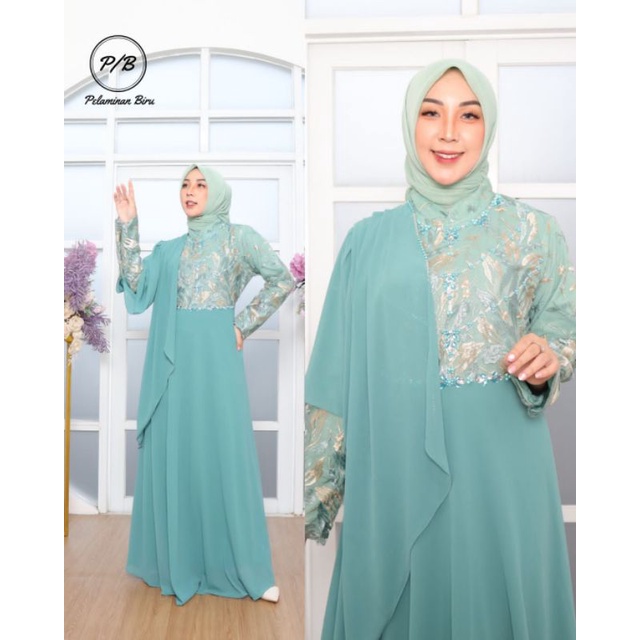 Gamis Twotone Bordir Payet Original Butik