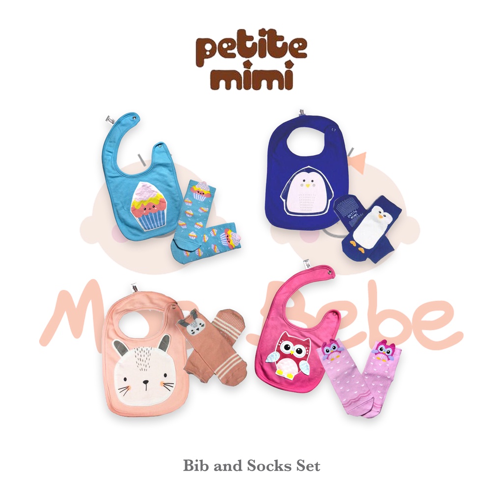 Petite Mimi Bib &amp; Socks Celemek Dan Kaos Kaki Bayi Set