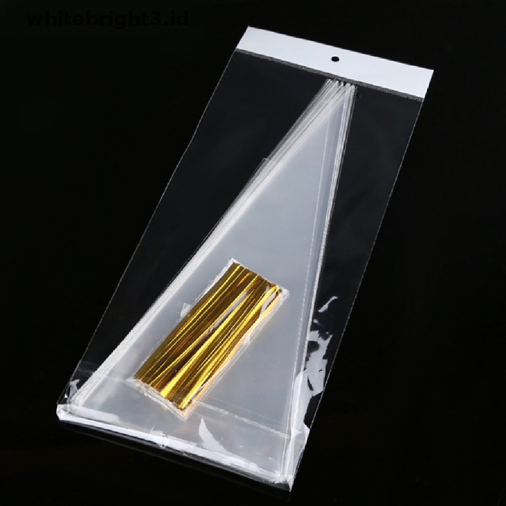 (whitebright3.id) Tempat Permen Bentuk Kerucut Transparan Untuk Pesta Ulang Tahun / Pernikahan