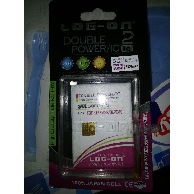BATRAI LOG-ON doubel power 2ic  for oppo a83/BLP649