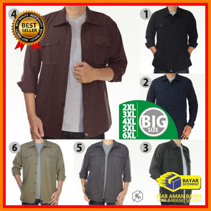 Hem Polos Lengan Panjang Brand Distro Pria Dewasa Hem Cowok Matt  WT120 Kemeja Parka Semi Jaket Panj