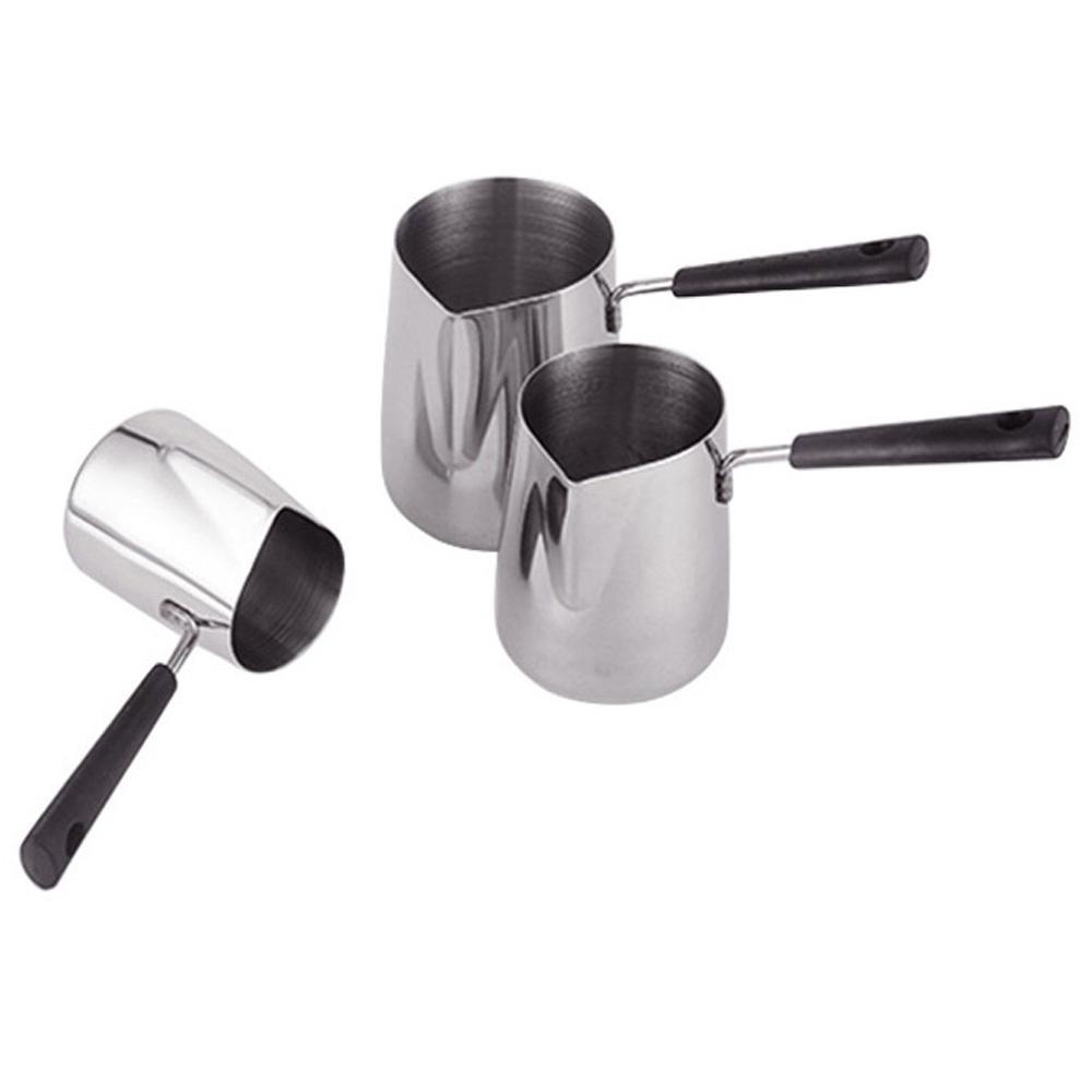 [Elegan] Wax Melting Pot Stainless Steel Gagang Panjang Tarik Bunga Susu Kopi Toroid Pitcher