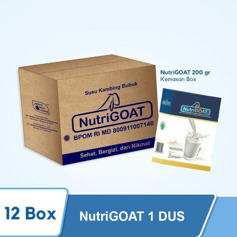 

Nutrigoat susu kambing etawa rasa original 1 dus atau 12 box per box isi 200 gram