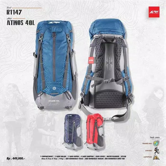 Tas Semi Carrier Arei Rei Atmos 40L Original 100%