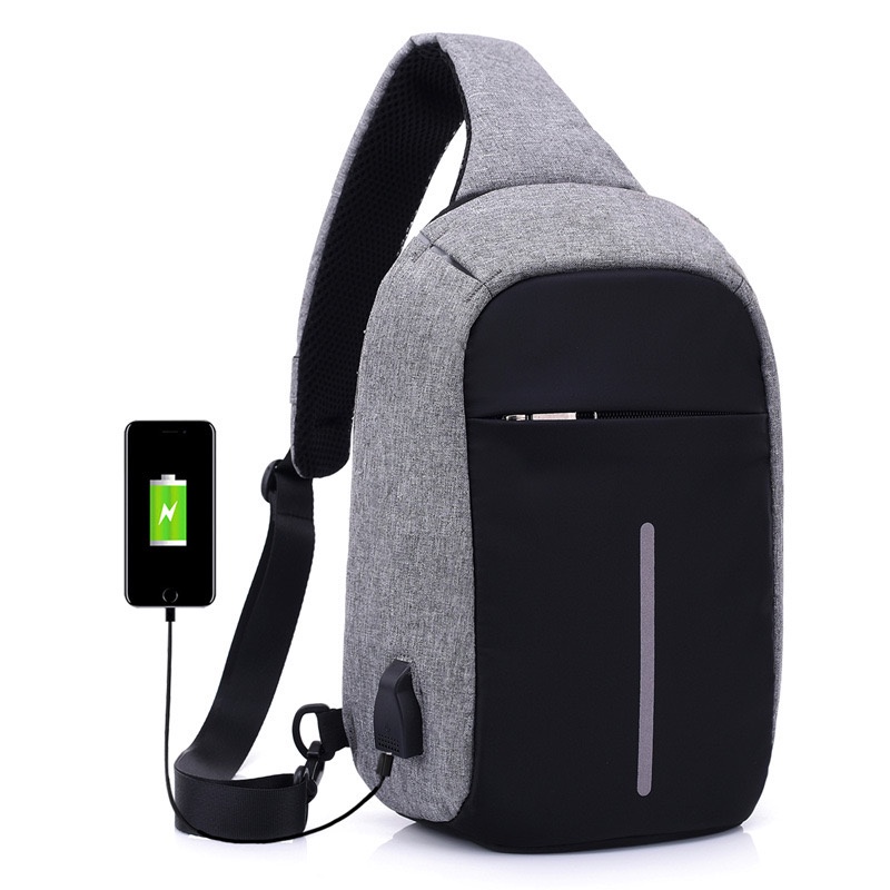 ONLYONE12 Tas Selempang Pria Waterproof / Tas Pria Anti Air Dengan Port USB / Tas Selempang Pria Anti Maling / Waist Bag