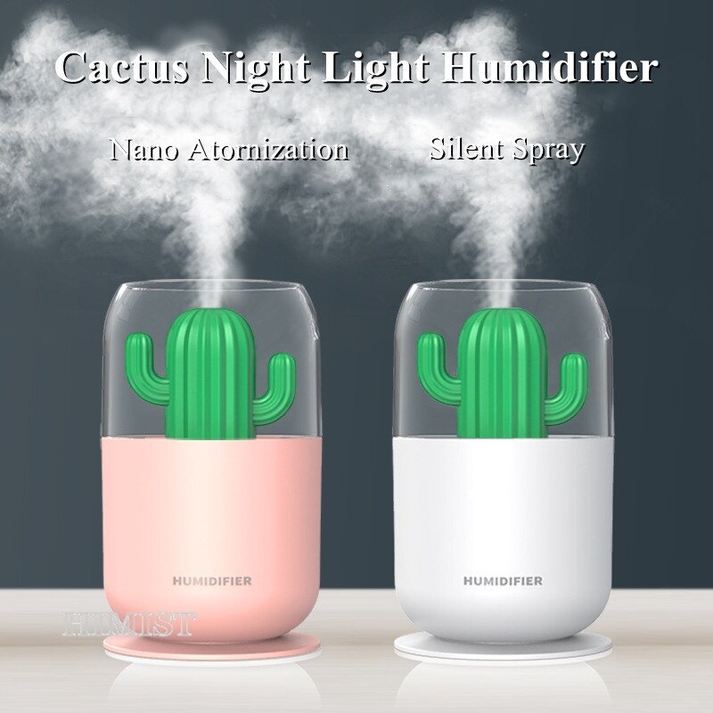 PELEMBAB RUANGAN AIR HUMIDIFIER ULTRASONIC AROMATHERAPHY OIL DIFFUSER KAKTUS Y07 UNIK LUCU 300ML