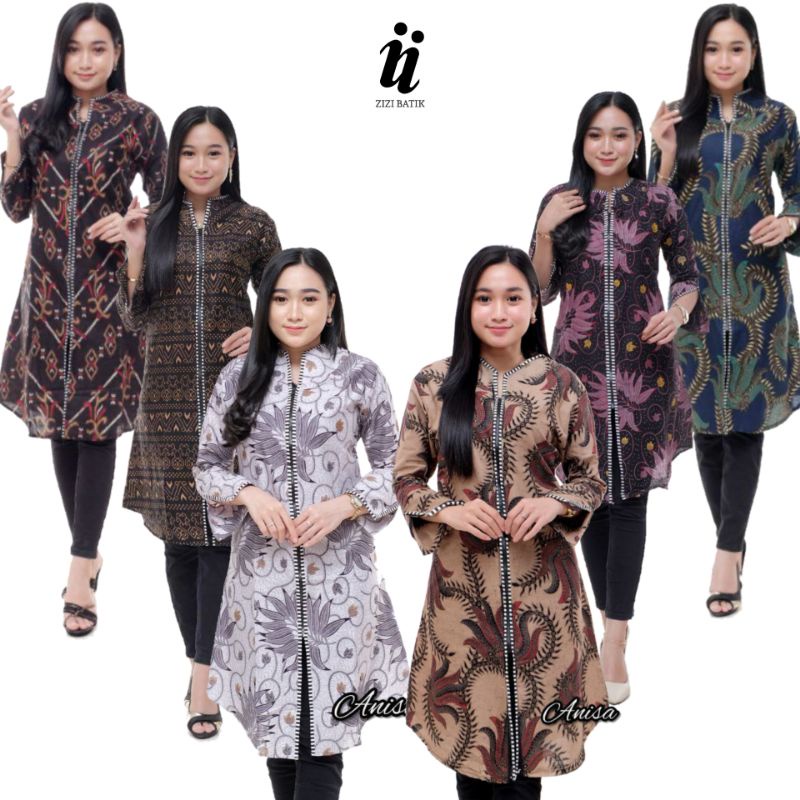 ZIZI Batik - Model Tunik Batik Terbaru 2021 Resleting Depan