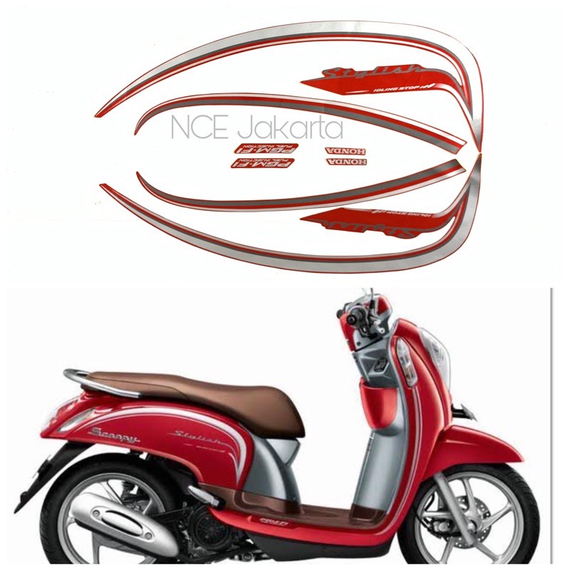 STIKER STRIPING SCOOPY FI STYLISH 2016 MERAH