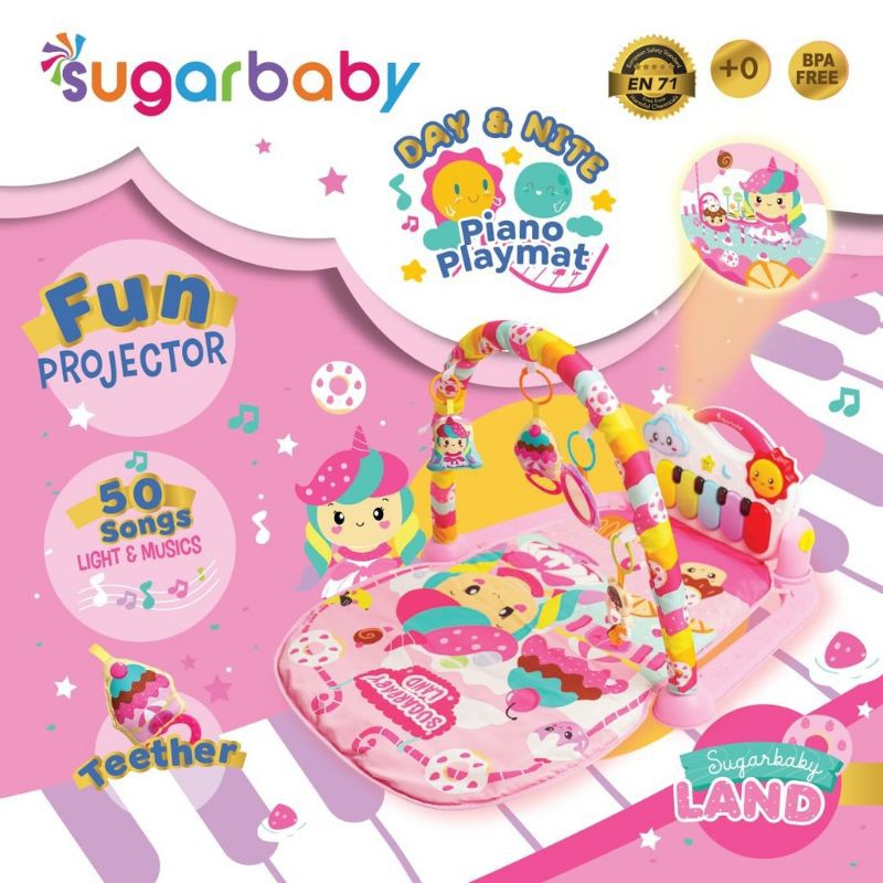 Sugar Baby Day&amp;nite Piano Playmat dengan Musik dan Proyektor