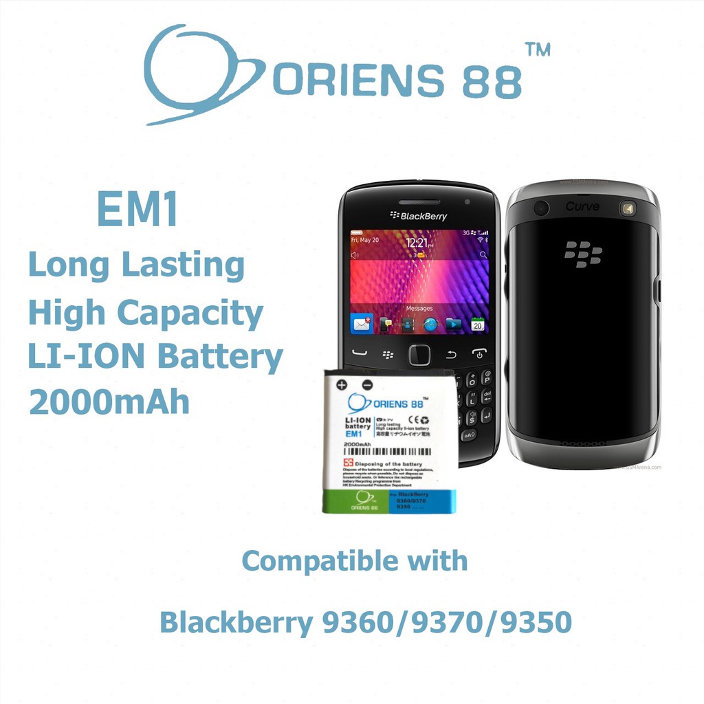 (P) Baterai batre battery BlackBerry 9360 / 9370 / 9350 EM1 Double Power/IC ORIENS88