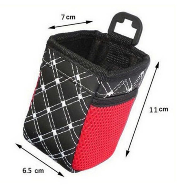 Pouch Tempat Minum Koin Kunci HP Karcis Parkir Gantung Lubang AC Benang Garis Silang Putih / Merah