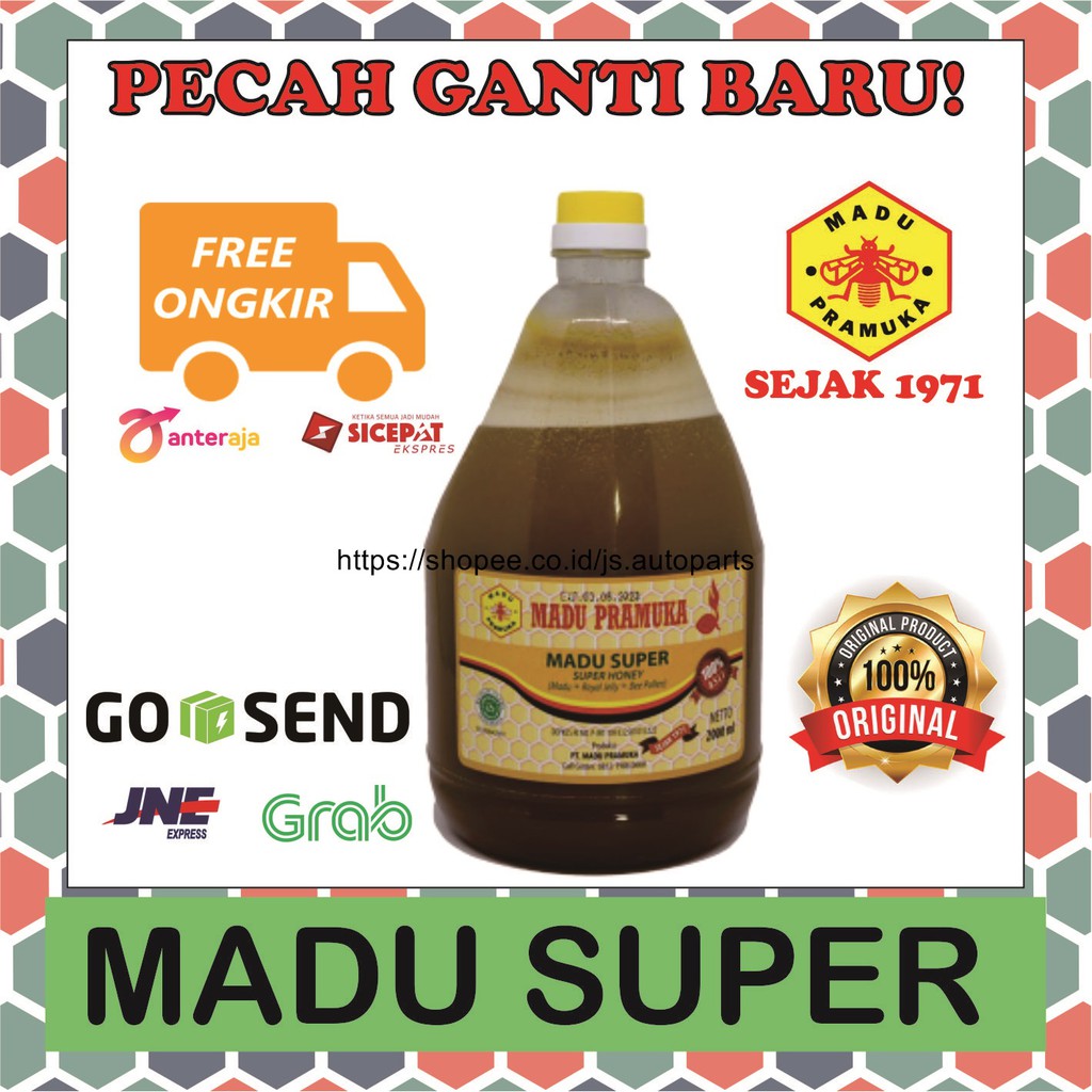Madu Super Royal jelly Bee Pollen Murni Pramuka Asli Alami Cibubur 2L 2000ml 2 Liter