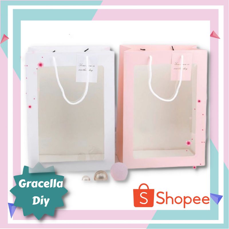 

paperbag pink n white