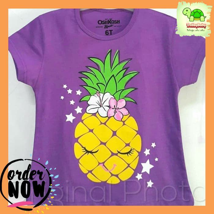 KA300 KAOS ANAK MURAH BAJU ANAK PEREMPUAN KAOS ANAK PEREMPUAN MURAH OSHKOSH NANAS 7-10T