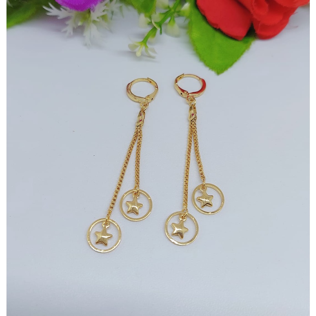 Anting xuping panjang lapis emas J-M