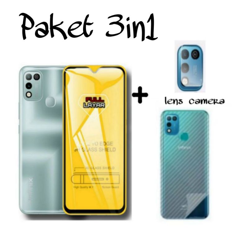 paket 3in1 Tempered Glass INFINIX HOT 11 PLAY 10 PLAY/HOT 10/HOT 10S HOT 9 PLAY Anti Gores Kaca