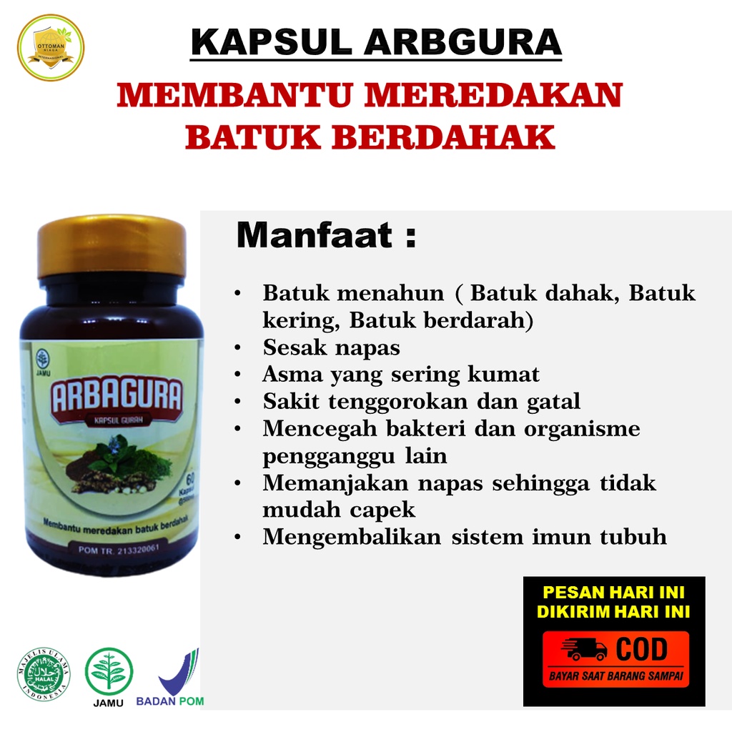 Herbal Kapsul Arbagura / Gurah kapsul herbal / Obat batuk / Obat batuk ibu dan anak / Obat batuk ber