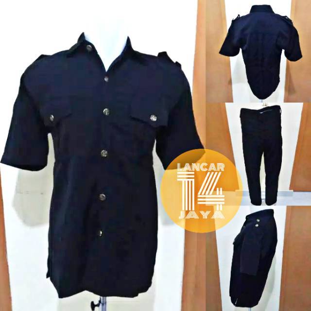 Baju Seragam Safari Pendek Security / Satpam / Supir (hitam dan biru dongker) murah bandung