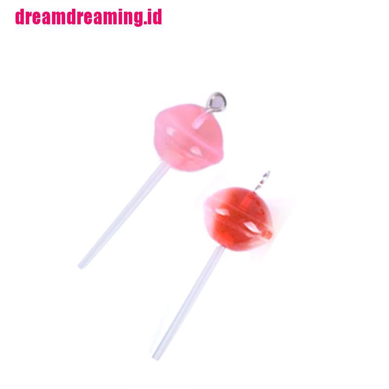 10pcs / set Liontin Bentuk Lollipop Bahan Resin Transparan Untuk Membuat Perhiasan