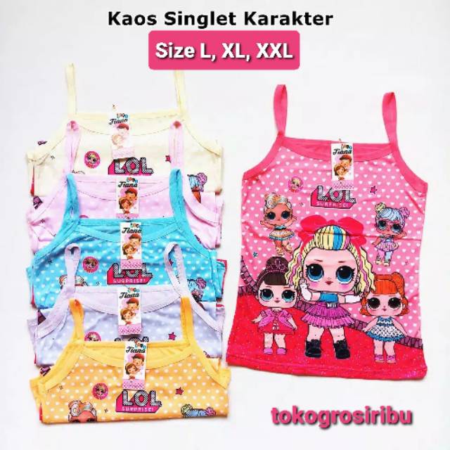 3PCS TANKTOP ANAK LOL / ATASAN ANAK LOL / SINGLET ANAK PEREMPUAN LOL