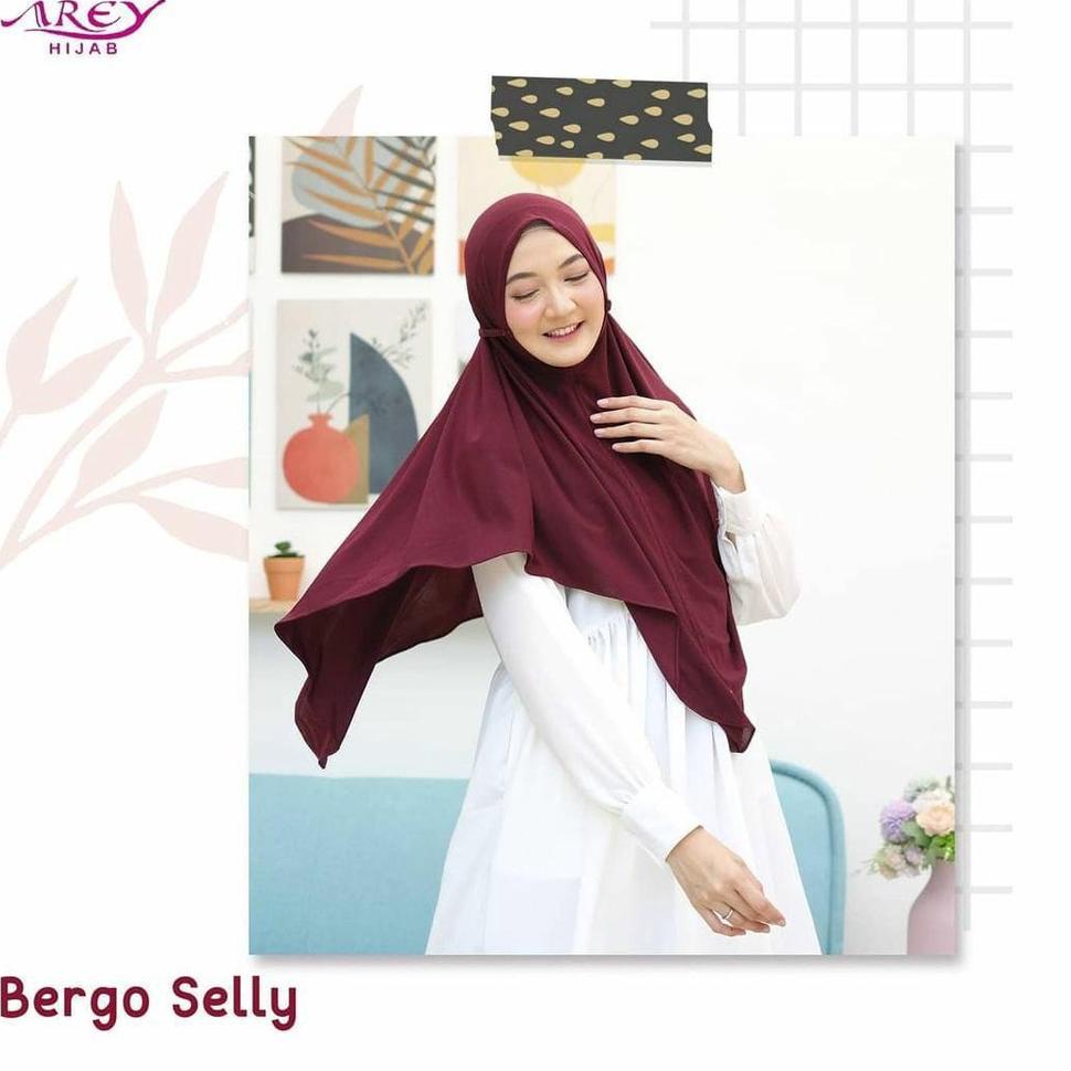 [Bkm31au22ᴰ] NEW HIJAB INSTAN BERGO JUMBO AREY NON PET” BERGO SELLY SYARI” jumbo by arey hijab