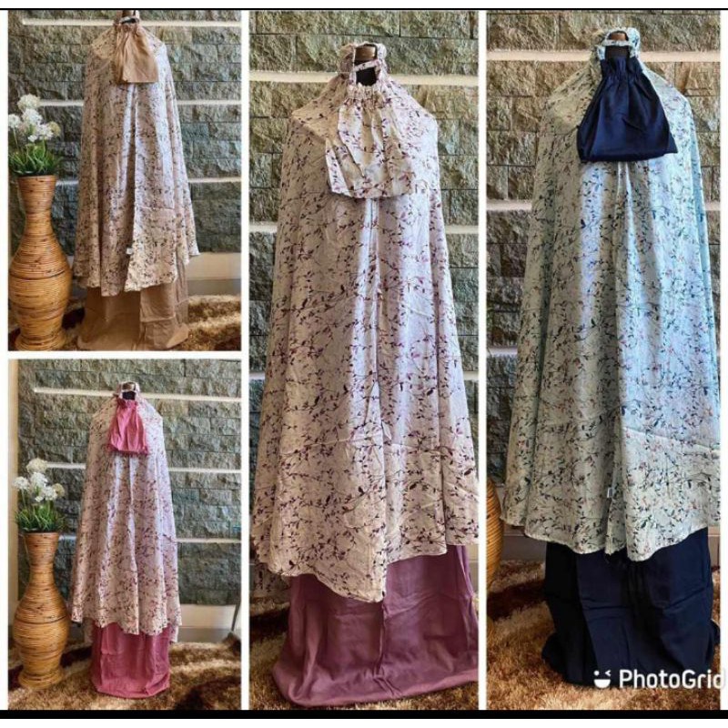 Mukena Bali Rayon Motif Bunga Sakura