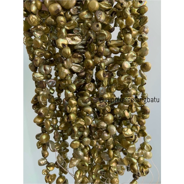 kerikil Mutiara Air Tawar KESHI LIME YELLOW tetes OVAL fresh pearl