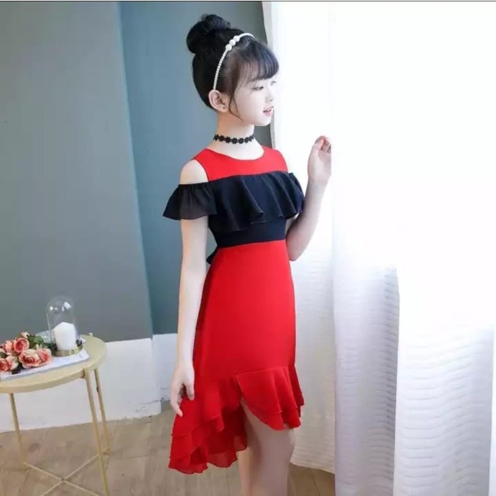 Midi Dress Anak Perempuan / Dress Casual New / Dress Baju Pesta Anak Tanggung Murah